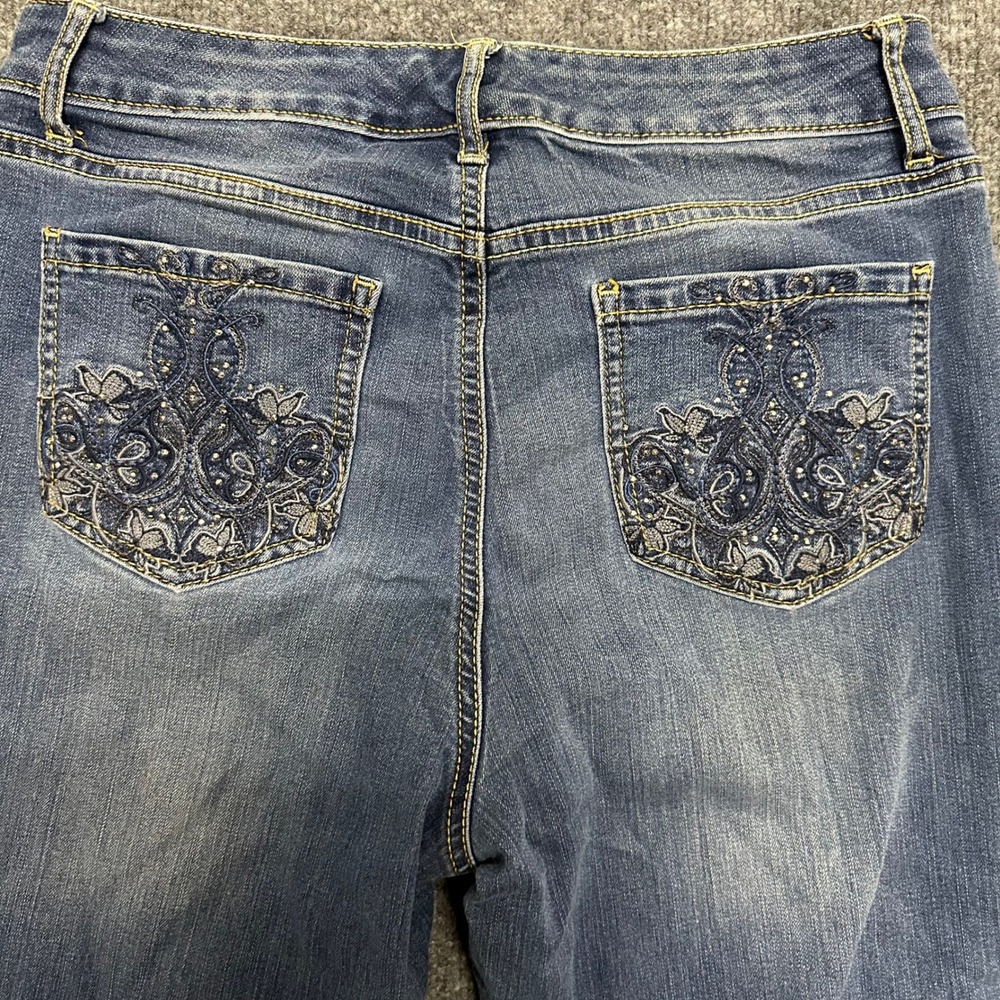 Code Bleu Jeans Womens Size 10 Blue Straight Leg Embroidered Back Pocket Casual